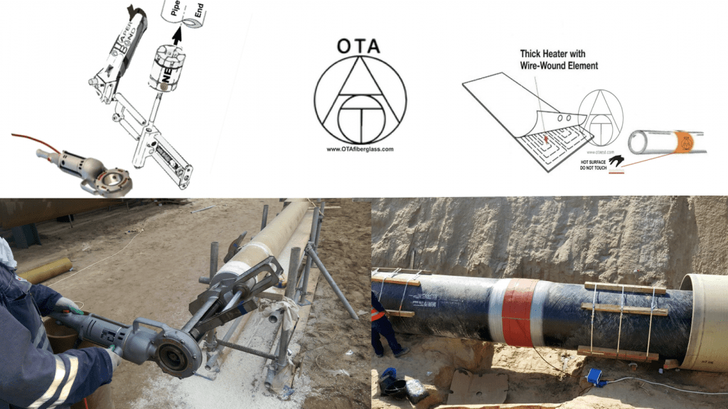 OTA Fiberglass Pipe Shaver and Heating Blanket applied on GRE Pipes